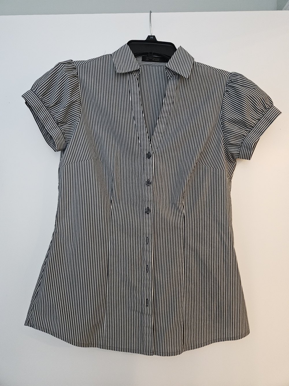 Essential Shirt Button Up From The Limited Black & White Pinstripe